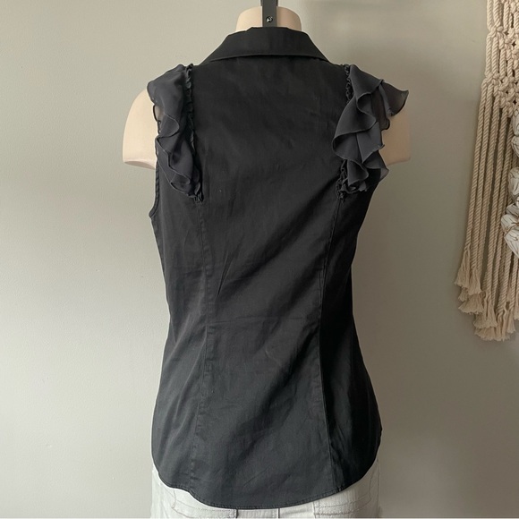 Free People Ruffles Sleeveless Button Down Top Peter Pan Collar Front Tie - Picture 2 of 7